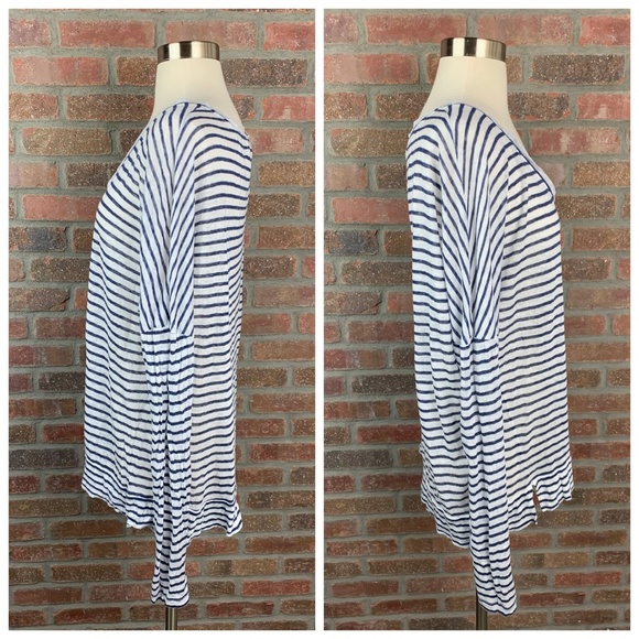 Cupcakes & Cashmere Striped Linen Top, Sz M - Picture 4 of 6